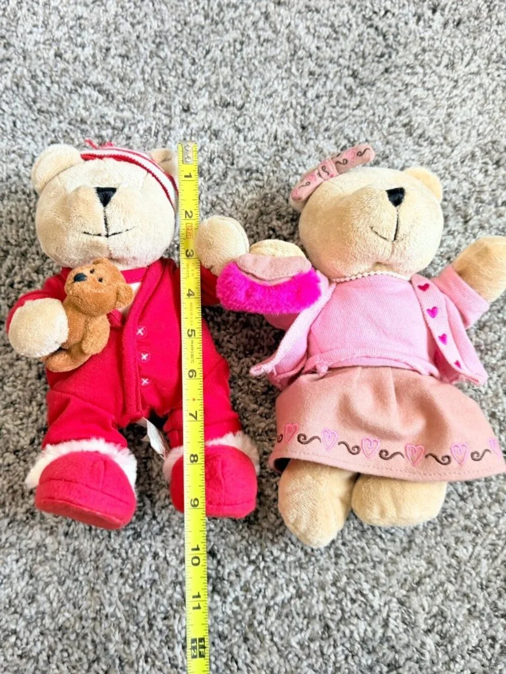Starbucks 2007 Lot of 2 (Valentines, Bearista) Bear Plush Toy.